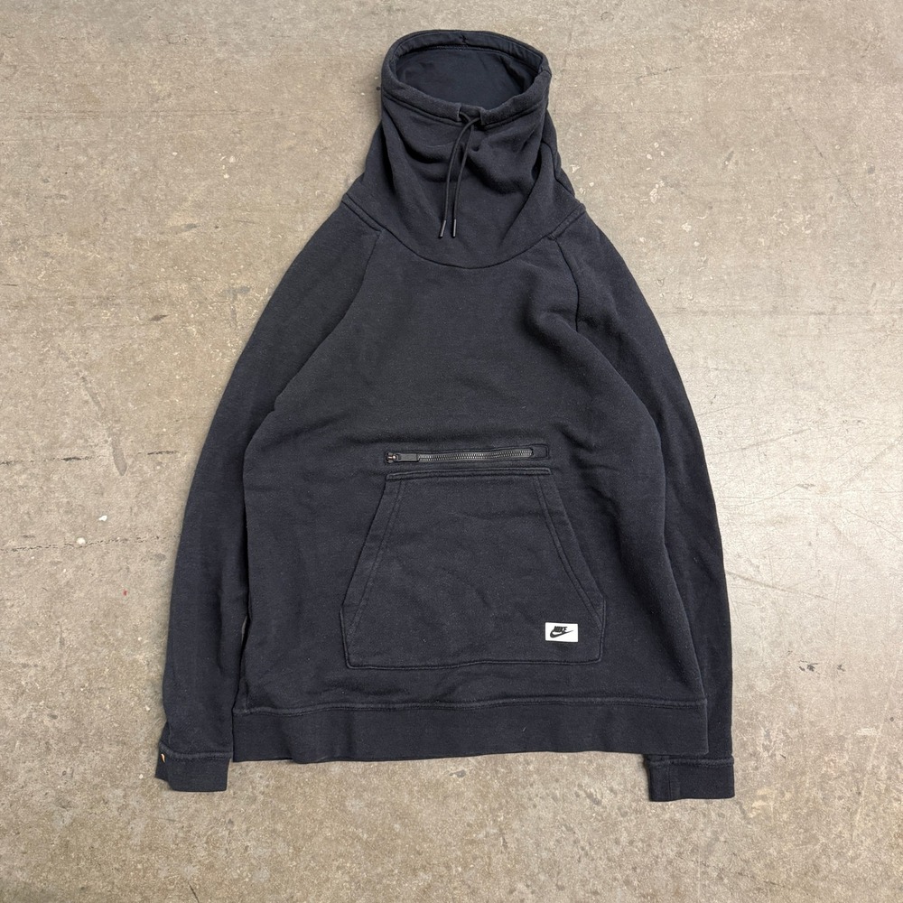 Nike Womens Funnel Neck Hoodie Black Cowl Neck Pullover Sweatshirt Small 2387